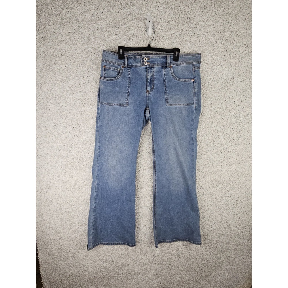 NOBO Flare Leg Jeans Womens 17 38x30‎ Blue Denim Y2K Early 2000s Double Button